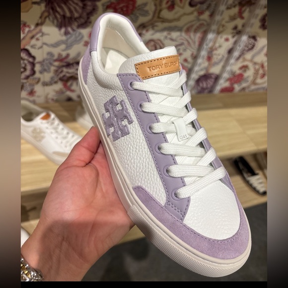 Tory Burch Leigh T-Logo Color Block Leather Sneaker